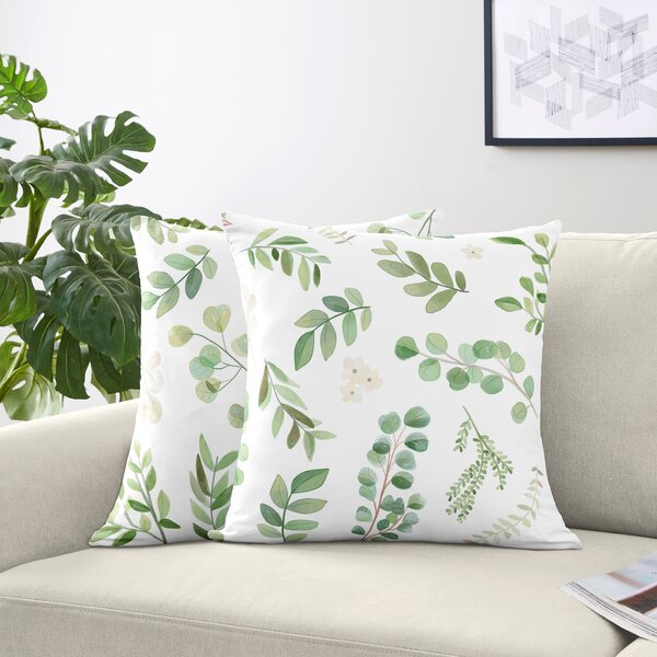 Botanical Leaf Decorative Square Pillow Cover Insert